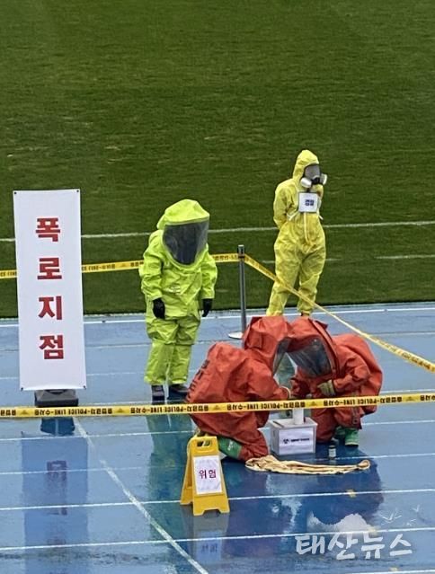 장안구보건소가 생물테러 감염병 대응 훈련을 하고 있다.