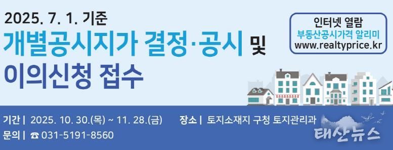 수원시 영통구, 2025. 7. 1. 기준 개별공시지가