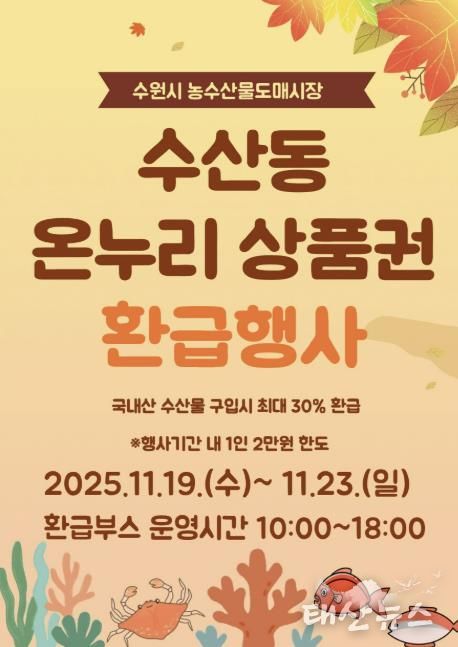 11월 온누리상품권 환급행사 홍보물.