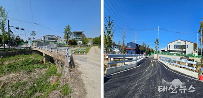 예지교 확장 공사 전(왼쪽)과 공사 후(오른쪽) 모습