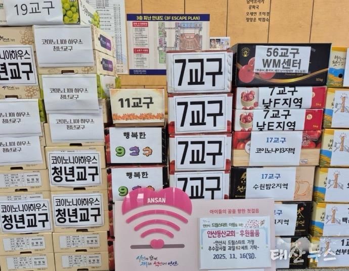 안산시 드림스타트 아동을 위해 기탁된 후원 물품.