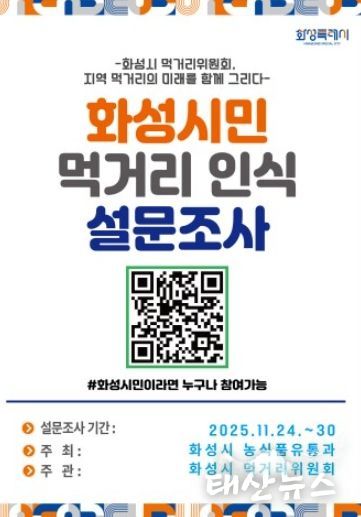 화성시민 먹거리 인식 설문조사 포스터