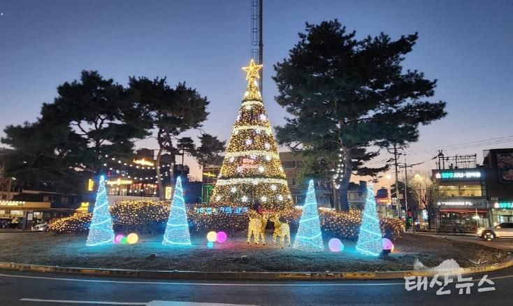파주시 주요 교차로 대형 성탄절 나무 경관조명 설치… 따뜻한 연말 분위기 연출