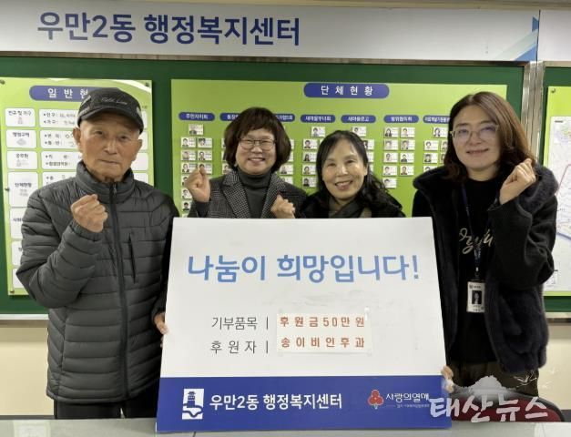 송이비인후과, 수원시 팔달구 우만2동에 관내 취약계층을 위한 후원금 50만원 기부