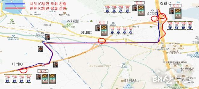 비봉~매송간 도시고속도로 통행 차단지점 및 우회로 안내